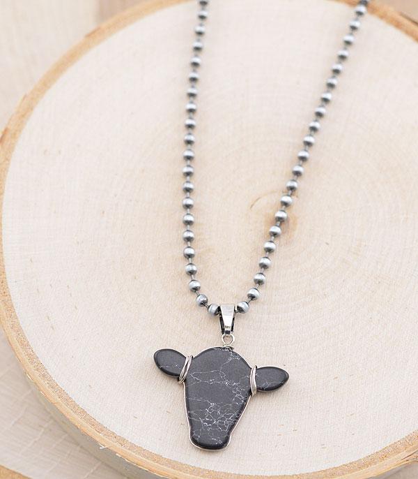 New Arrival :: Wholesale Western Turquoise Cow Pendant Necklace