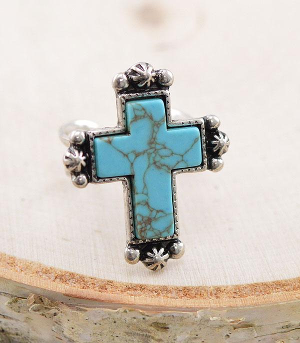 <font color=Turquoise>TURQUOISE JEWELRY</font> :: Wholesale Tipi Western Turquoise Cross Ring