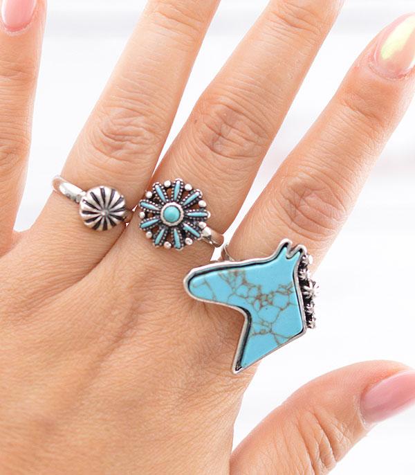 New Arrival :: Wholesale Tipi Western Turquoise Horse Ring