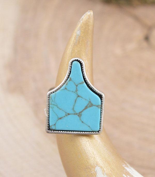 <font color=Turquoise>TURQUOISE JEWELRY</font> :: Wholesale Tipi Western Turquoise Cow Tag Ring