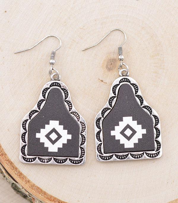 New Arrival :: Wholesale Tipi Aztec Cow Tag Earrings