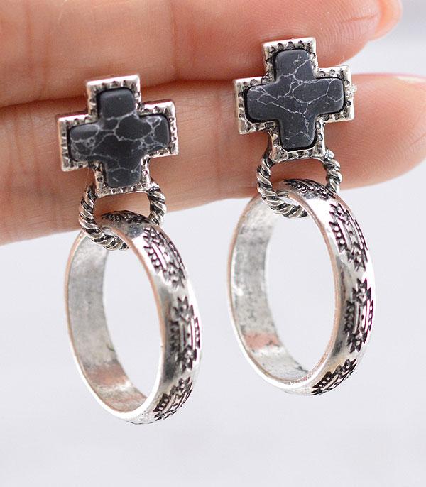 New Arrival :: Wholesale Western Cross Post Hoop Earrings