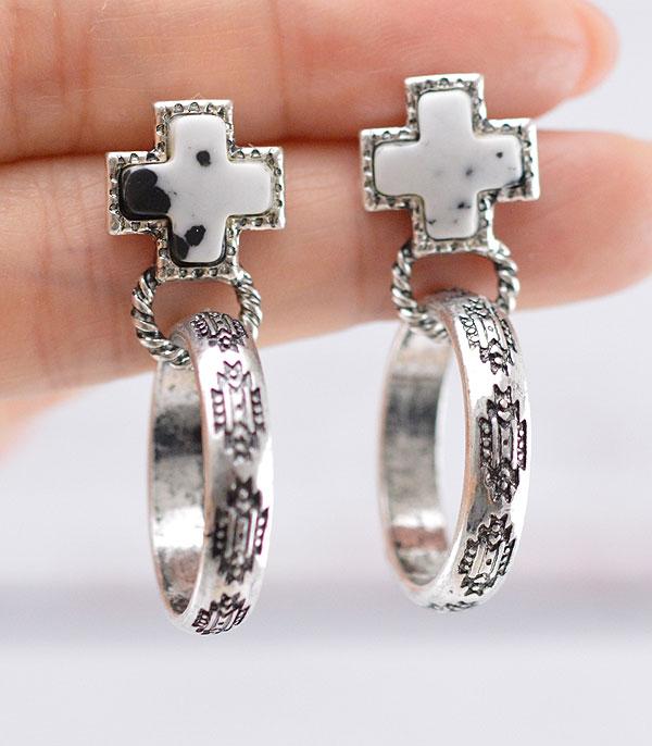 New Arrival :: Wholesale Western Cross Hoop Earrings