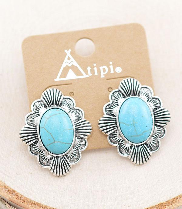 EARRINGS :: WESTERN POST EARRINGS :: Wholesale Turquoise Western Concho Earrings