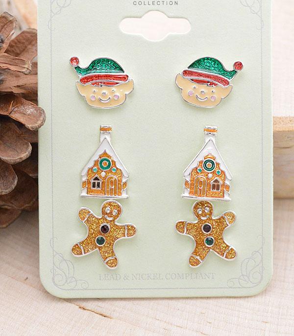 <font color=GREEN>HOLIDAYS</font> :: JEWELRY I BAGS :: Wholesale 3PC Set Christmas Earrings