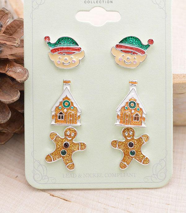 <font color=GREEN>HOLIDAYS</font> :: Wholesale 3PC Set Christmas Earrings