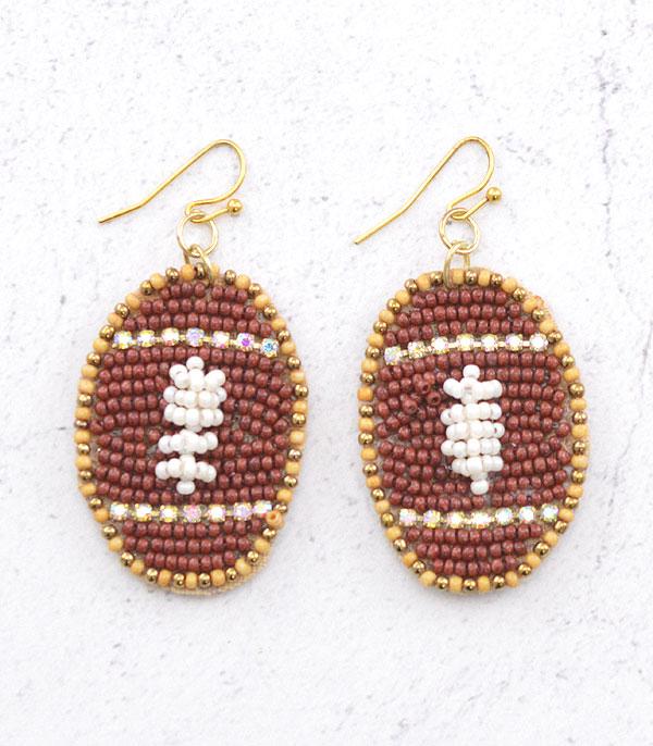 SPORTS THEME :: Wholesale Seed Bead Football Dangle Earrings