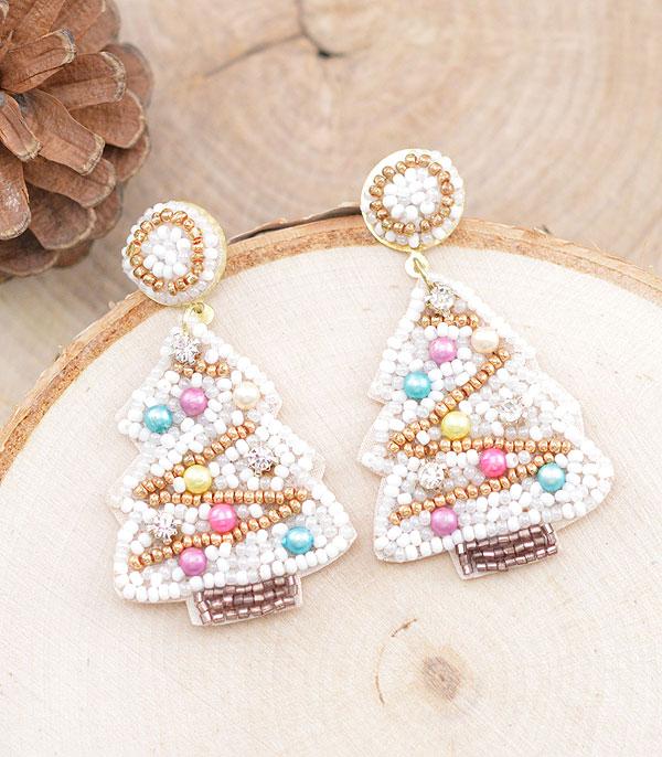 New Arrival :: Wholesale Seed Bead Christmas Tree Earrings