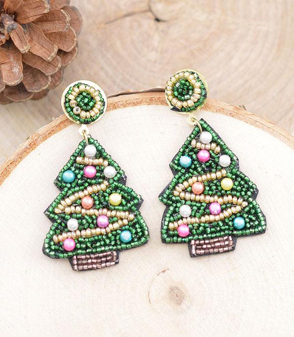 New Arrival :: Wholesale Seed Bead Christmas Tree Earrings