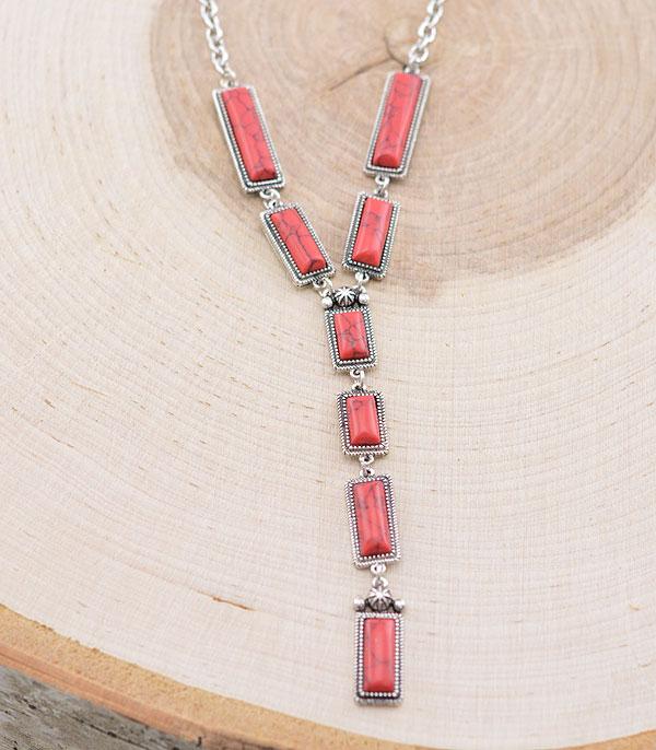 NECKLACES :: WESTERN LONG NECKLACES :: Wholesale Western Semi Stone Y Necklace