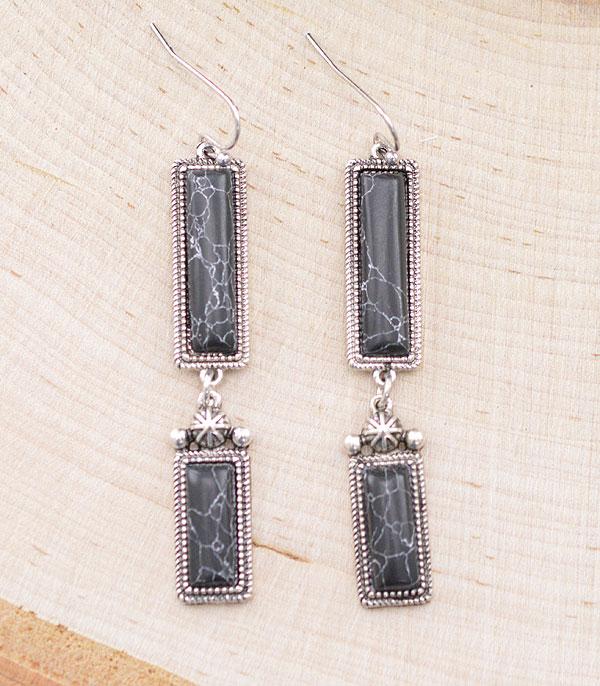 EARRINGS :: WESTERN HOOK EARRINGS :: Wholesale Western Semi Stone Bar Earrings