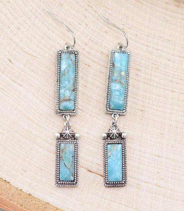 EARRINGS :: WESTERN HOOK EARRINGS :: Wholesale Western Turquoise Bar Drop Earrings