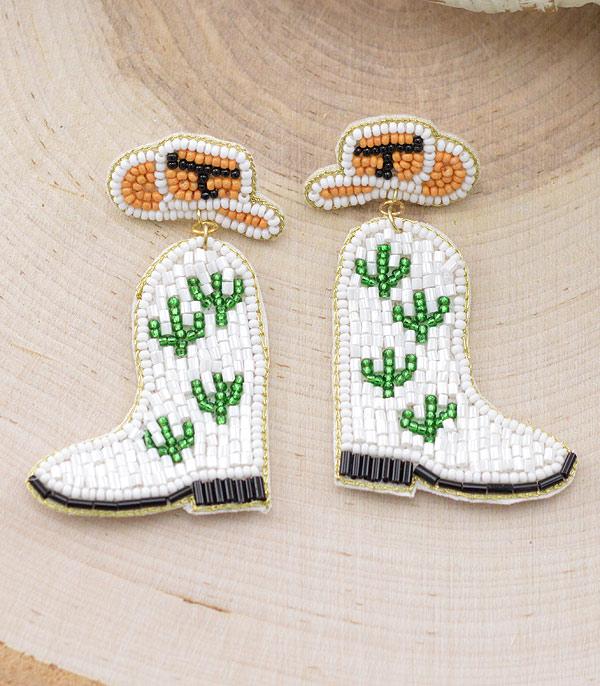 EARRINGS :: WESTERN POST EARRINGS :: Wholesale Seed Bead Cowboy Boots Earrings