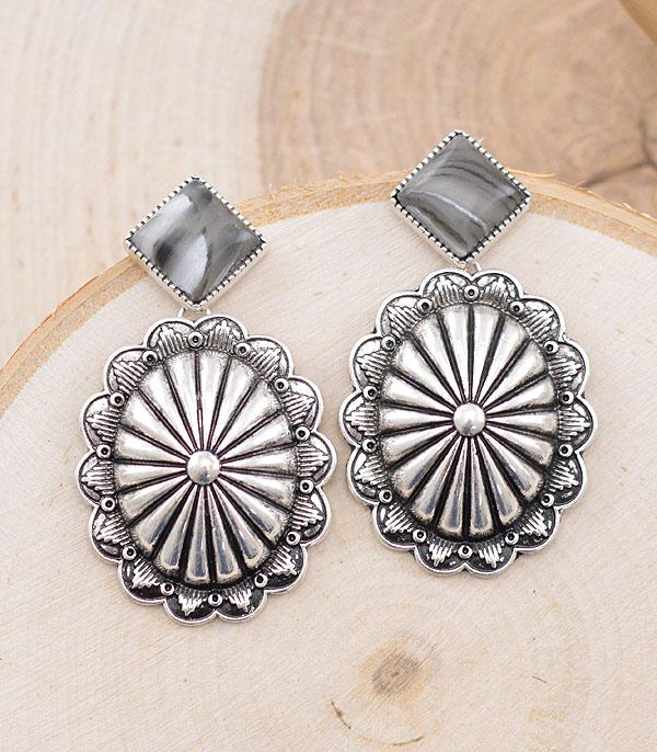 EARRINGS :: WESTERN POST EARRINGS :: Wholesale Western Concho Stone Earrings