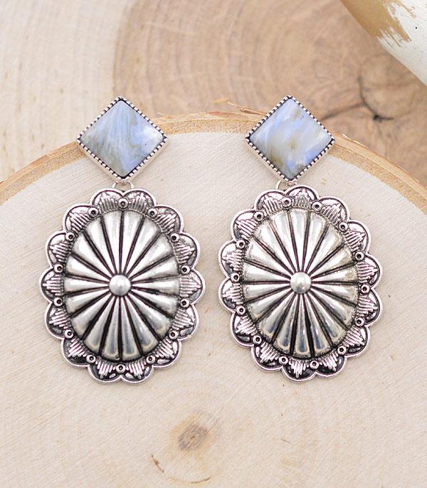 EARRINGS :: WESTERN POST EARRINGS :: Wholesale Western Concho Stone Earrings