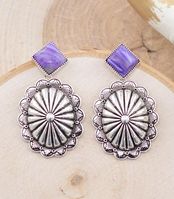 EARRINGS :: WESTERN POST EARRINGS :: Wholesale Western Concho Stone Earrings