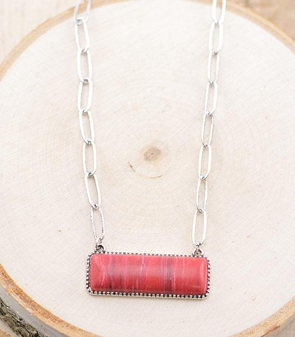 NECKLACES :: CHAIN WITH PENDANT :: Wholesale Western Semi Stone Bar Necklace