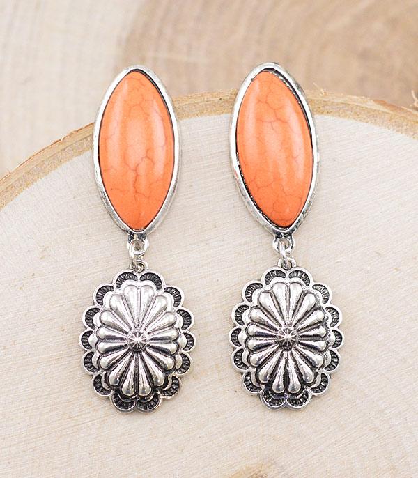 EARRINGS :: WESTERN POST EARRINGS :: Wholesale Western Concho Stone Earrings