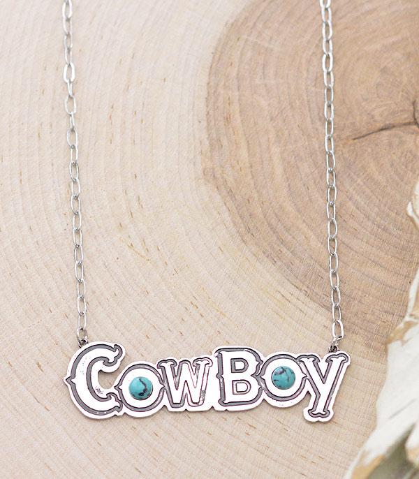 NECKLACES :: CHAIN WITH PENDANT :: Wholesale Western Cowboy Letter Chain Necklace