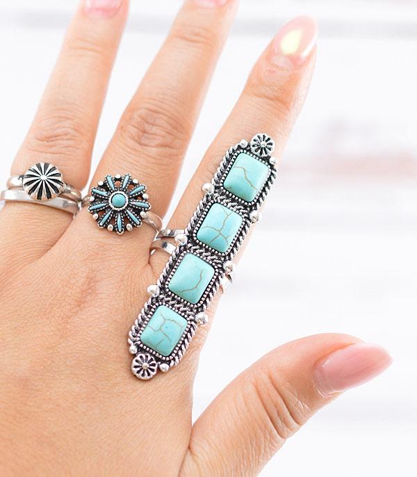 New Arrival :: Wholesale Western Turquoise Semi Stone Ring