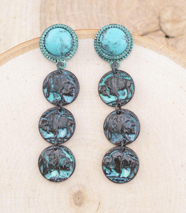 EARRINGS :: WESTERN POST EARRINGS :: Wholesale Western Coin Drop Earrings