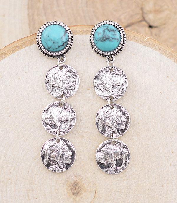 EARRINGS :: WESTERN POST EARRINGS :: Wholesale Western Coin Drop Earrings