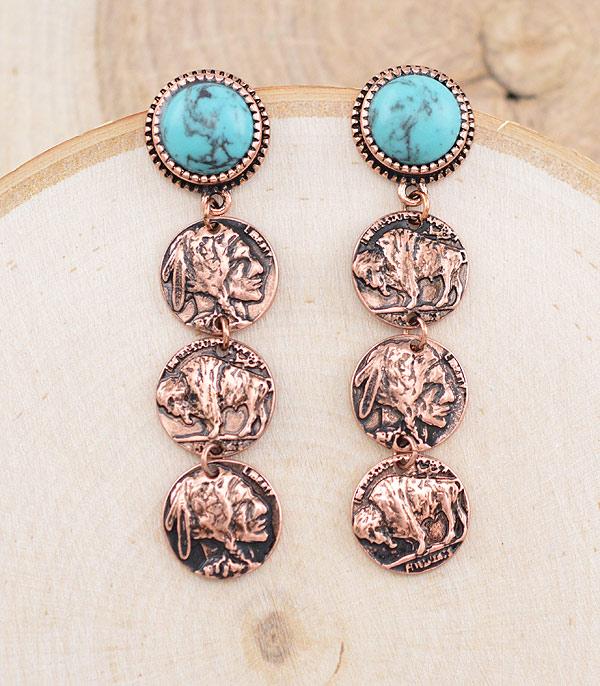 EARRINGS :: WESTERN POST EARRINGS :: Wholesale Western Coin Drop Earrings