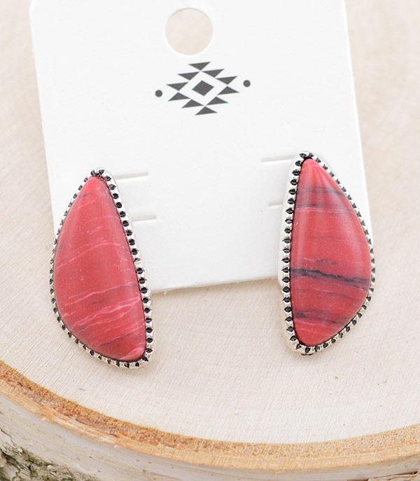 EARRINGS :: POST EARRINGS :: Wholesale Western Semi Stone Coral Earrings