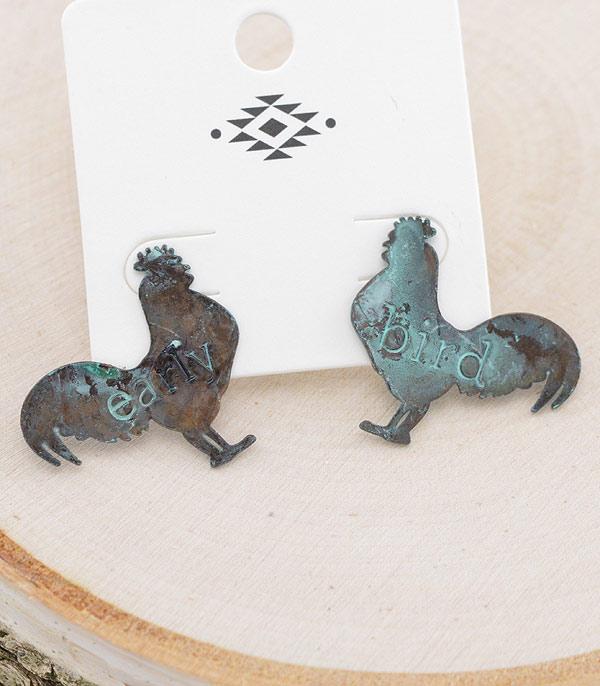 EARRINGS :: POST EARRINGS :: Wholesale Western Early Bird Chicken Earrings