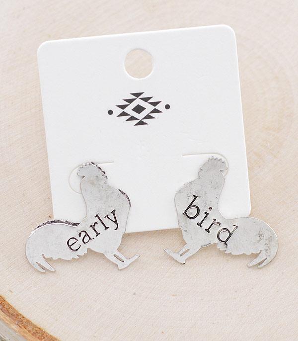 EARRINGS :: POST EARRINGS :: Wholesale Farm Animal Early Bird Chicken Earrings