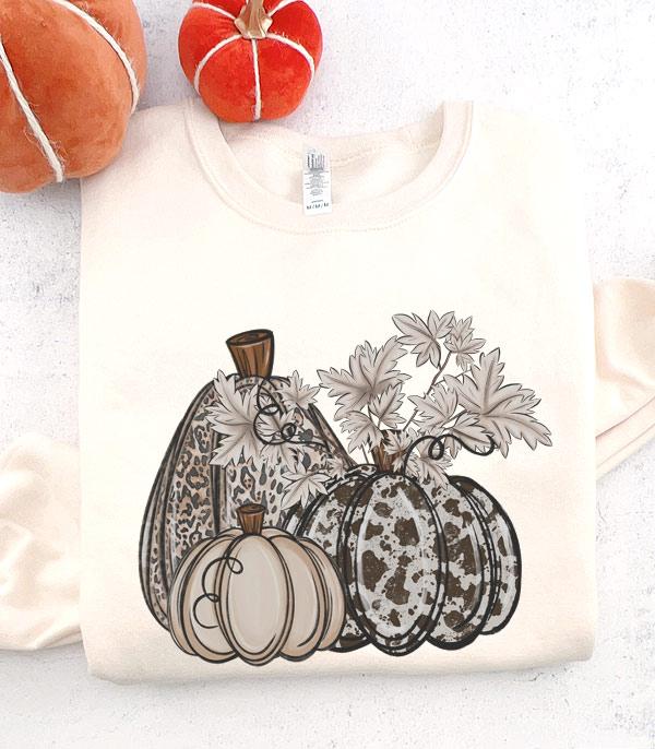 <font color=GREEN>HOLIDAYS</font> :: GRAPHIC TEES :: Wholesale Cow Pumpkins Fall Sweatshirt