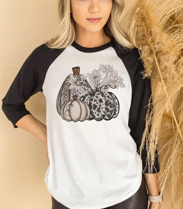 <font color=GREEN>HOLIDAYS</font> :: GRAPHIC TEES :: Wholesale Cow Pumpkins Vintage Raglan