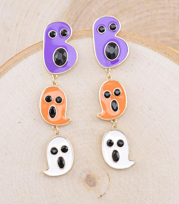 <font color=GREEN>HOLIDAYS</font> :: Wholesale Halloween Boo Ghost Earrings