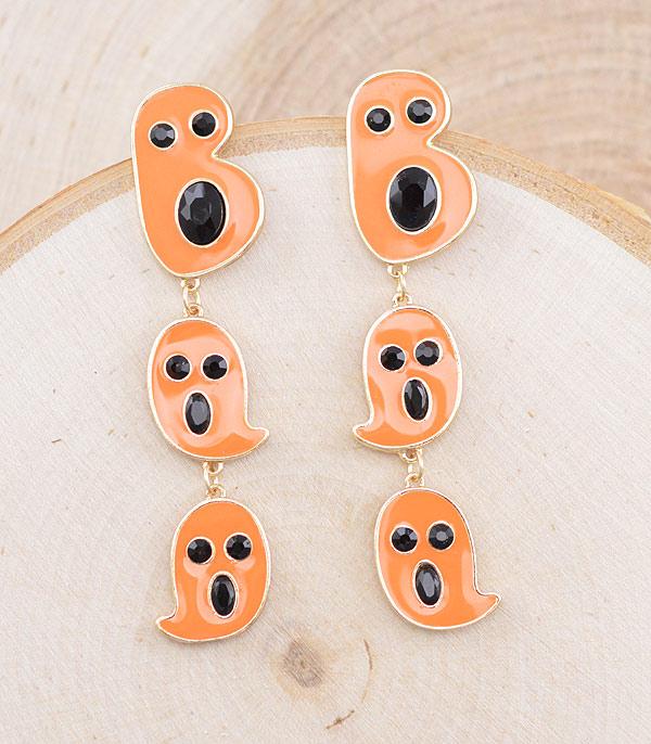 <font color=GREEN>HOLIDAYS</font> :: Wholesale Halloween Boo Ghost Earrings