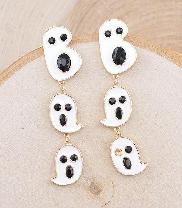 <font color=GREEN>HOLIDAYS</font> :: Wholesale Halloween Boo Ghost Earrings