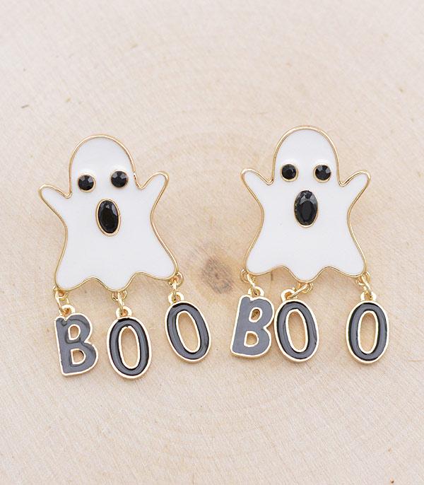 <font color=GREEN>HOLIDAYS</font> :: Wholesale Halloween Boo Ghost Earrings