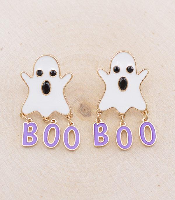 <font color=GREEN>HOLIDAYS</font> :: Wholesale Halloween Boo Ghost Earrings