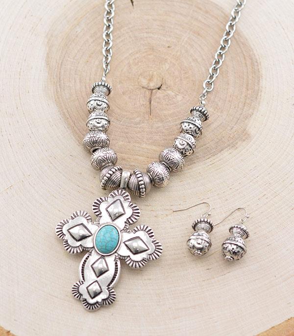 NECKLACES :: WESTERN TREND :: Wholesale Western Cross Pendant Necklace Set