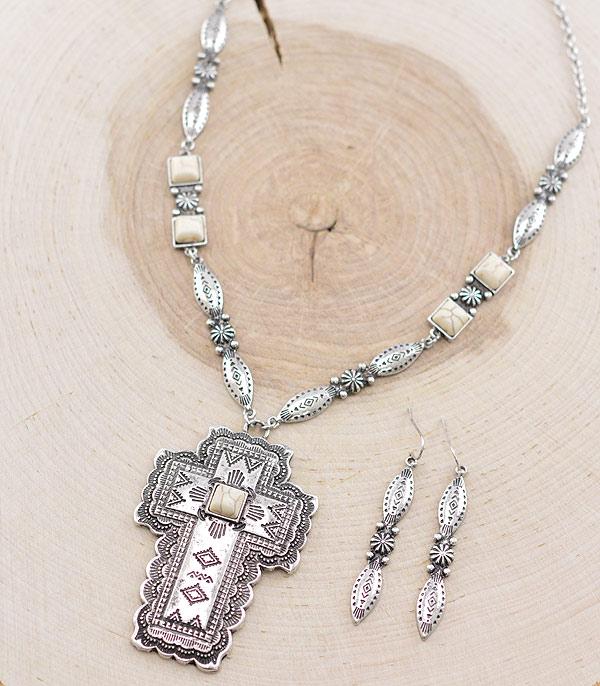 NECKLACES :: WESTERN TREND :: Wholesale Western Cross Pendant Necklace Set