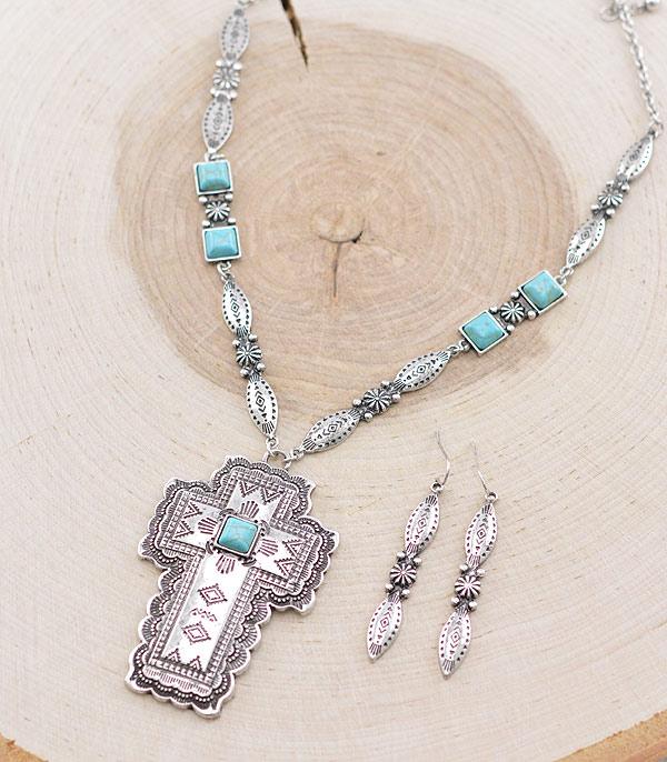 NECKLACES :: WESTERN TREND :: Wholesale Western Cross Pendant Necklace Set