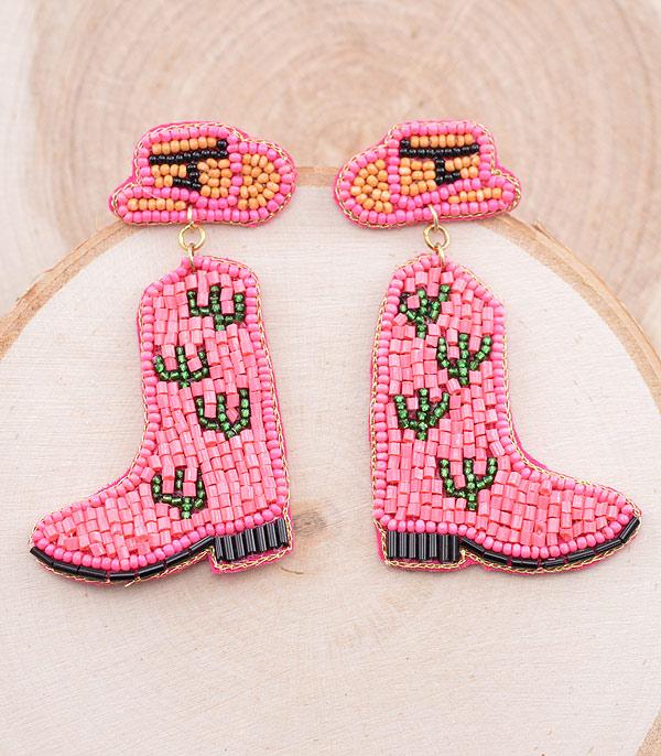 EARRINGS :: WESTERN POST EARRINGS :: Wholesale Seed Bead Cowboy Boots Earrings