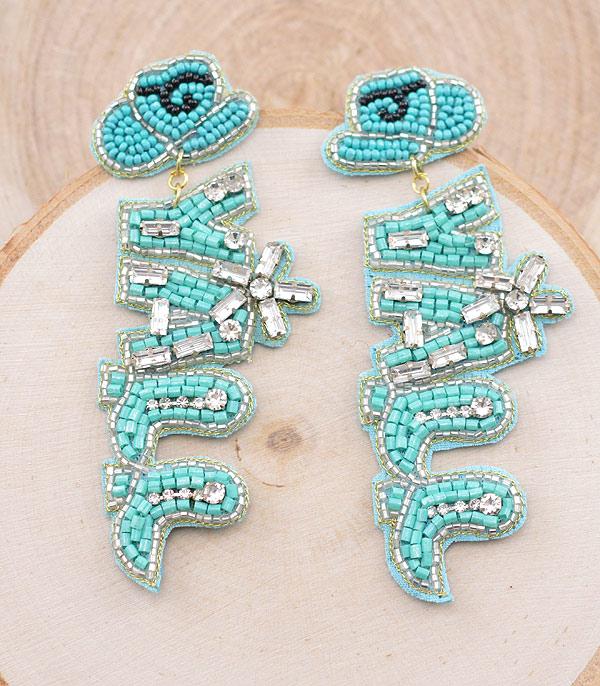 EARRINGS :: WESTERN POST EARRINGS :: Wholesale Seed Bead Yall Earrings