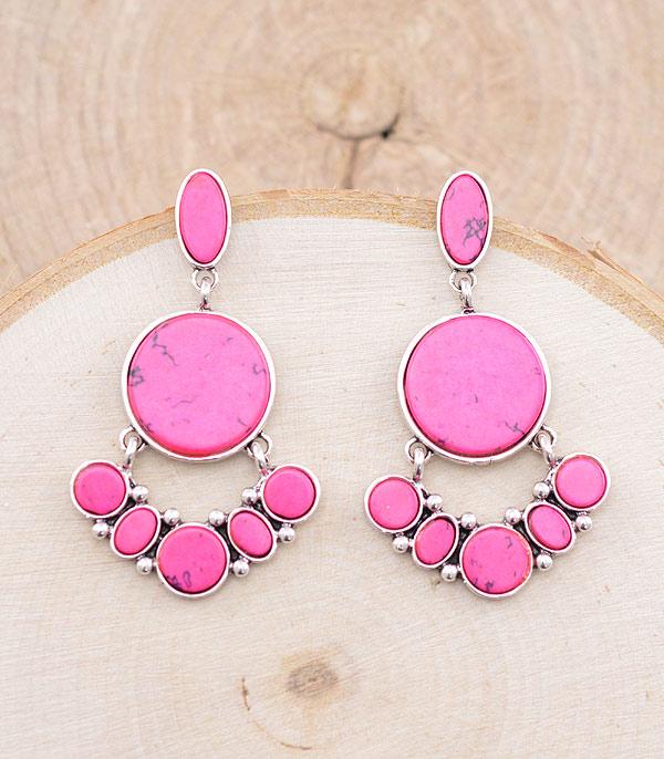 <font color=#FF6EC7>PINK COWGIRL</font> :: Wholesale Western Turquoise Dangle Earrings
