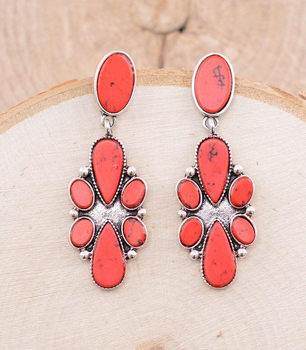 EARRINGS :: WESTERN POST EARRINGS :: Wholesale Western Turquoise Semi Stone Earrings