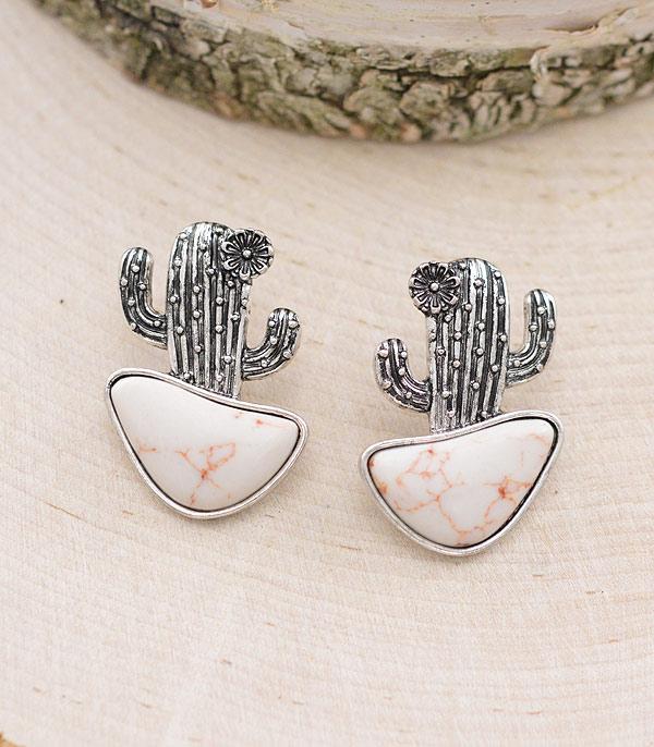 EARRINGS :: WESTERN POST EARRINGS :: Wholesale Western Turquoise Cactus Earrings