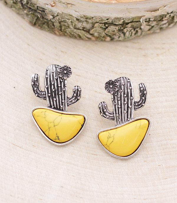 EARRINGS :: WESTERN POST EARRINGS :: Wholesale Western Turquoise Cactus Earrings