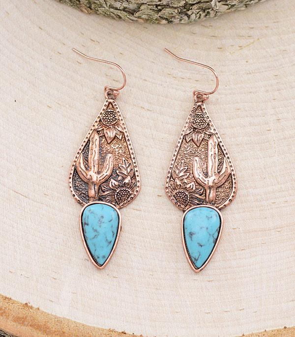 EARRINGS :: WESTERN HOOK EARRINGS :: Wholesale Western Cactus Dangle Earrings