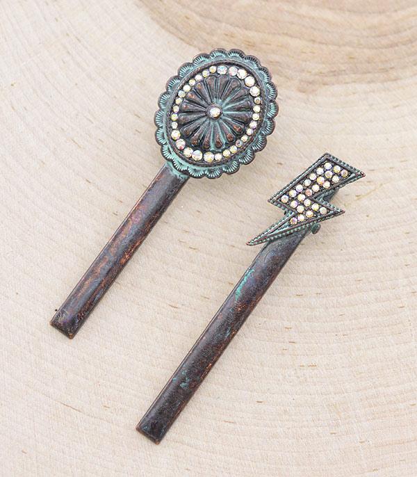HATS I HAIR ACC :: HAIR ACCESSORIES :: Wholesale Western Concho Alligator Hair Clips