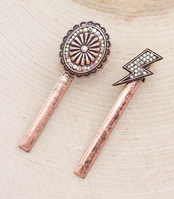 HATS I HAIR ACC :: HAIR ACCESSORIES :: Wholesale Western Concho Alligator Hair Clips