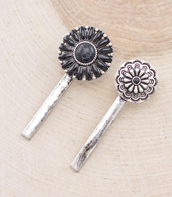 HATS I HAIR ACC :: HAIR ACCESSORIES :: Wholesale Turquoise Concho Alligator Hair Clip